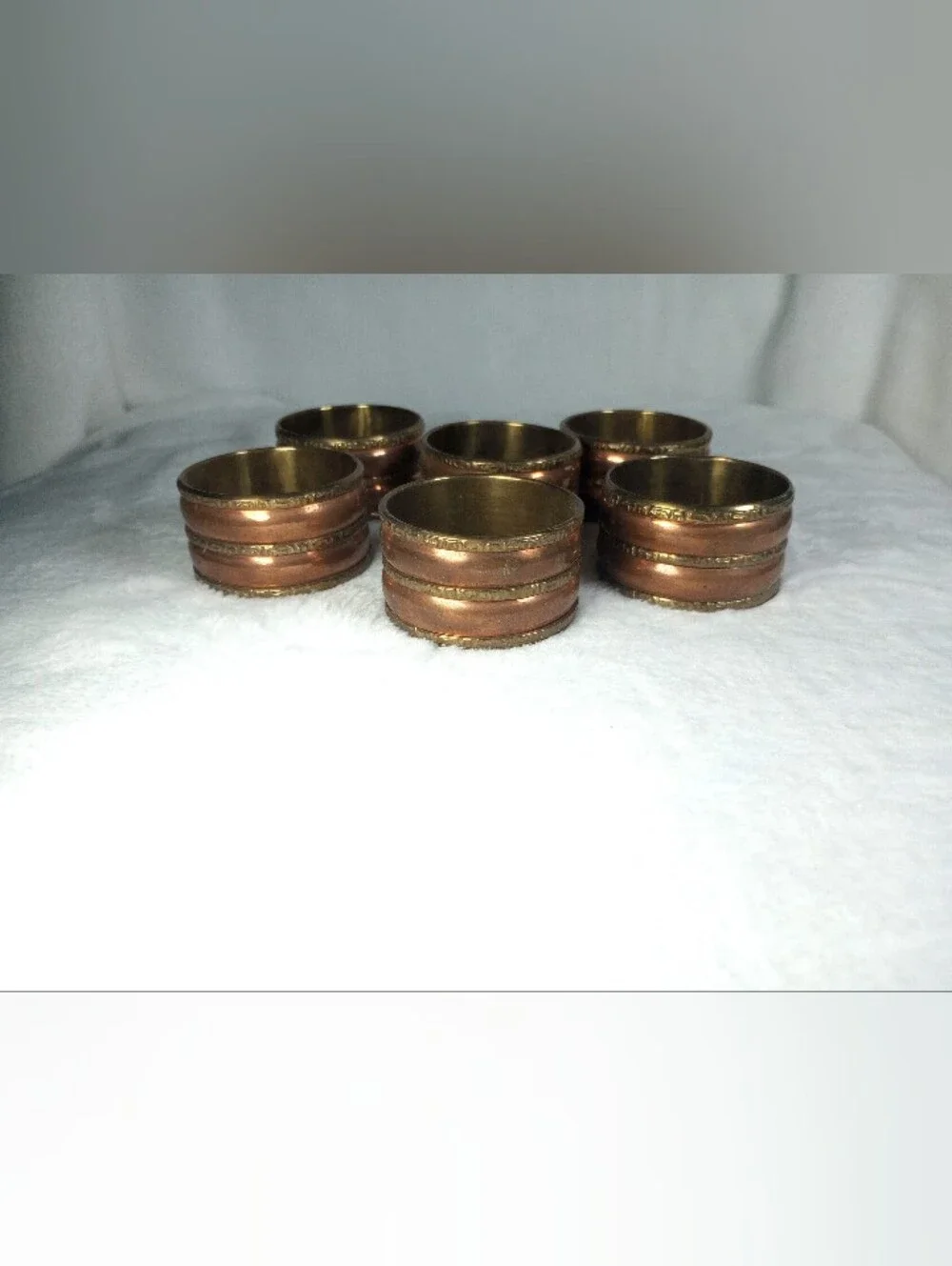 Copper Napkin Rings 6 Brass Trim Western Dining Country Wedding Elevated Dining
